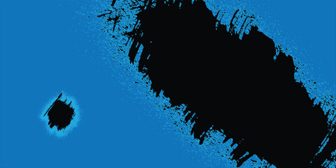 Blue concrete wall textured background. Large hole from a punch. Grunge. Debris. Wallpaper.
