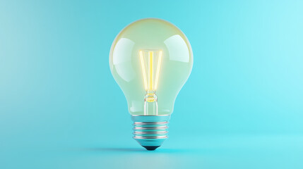 Yellow light bulb on a blue background