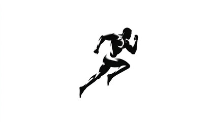 Obraz premium Black vector logo of an athlete running, white background