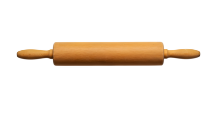 Brown wood rolling pin isolated on black showcases baking equipment for cooking concepts, recipe illustrations.