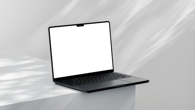 Sleek Modern Laptop Mockup on Minimal Desk white background 3d render