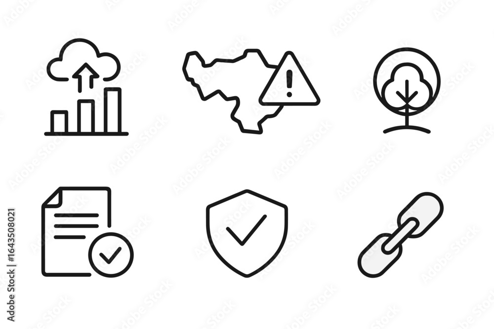 Poster visual representation of data analysis, environmental awareness, and security concepts in a simple d