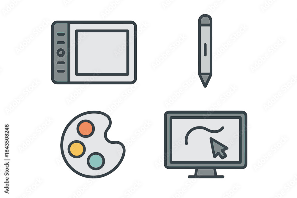 Poster creative tools for digital design and art projects in modern workspace settings