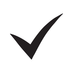 Simple Black Check Mark or Tick Symbol on White Background