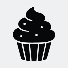 Silhouette cupcake dessert sweet bakery food vector illustration