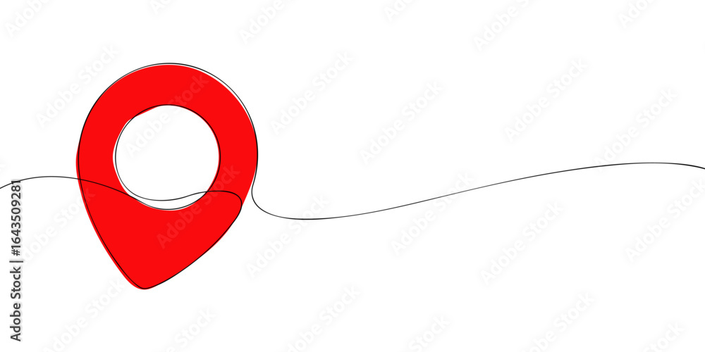 Poster single line drawing of a location icon. colored continuous line map point icon. vector illustration.