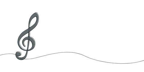 Single line drawing of a treble clef. Colored continuous line g clef icon. Vector illustration.