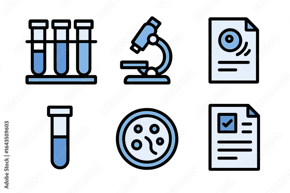 Aufkleber laboratory tools and documents represent scientific research and experimentation in a modern setting
