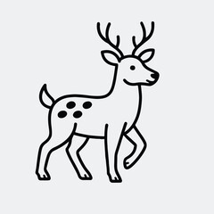 Silhouette cute deer with spots minimalistic outline vector illustration