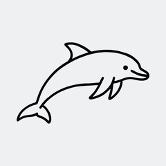 Silhouette cute dolphin outline simple drawing vector illustration