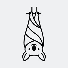 Silhouette cute hanging bat line art illustration vector illustration