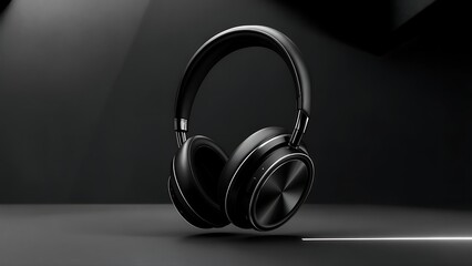 Black wireless headphones for DJ studio equipment on an isolated white background