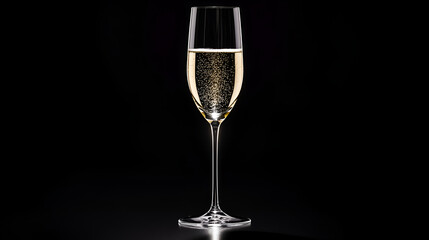 Elegant glass filled with sparkling golden liquid and rising bubbles creates a celebratory atmosphere, perfect for toasting special occasions and festive moments.