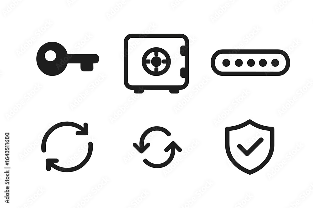 Poster security symbols conveying protection and access controls in a modern digital context
