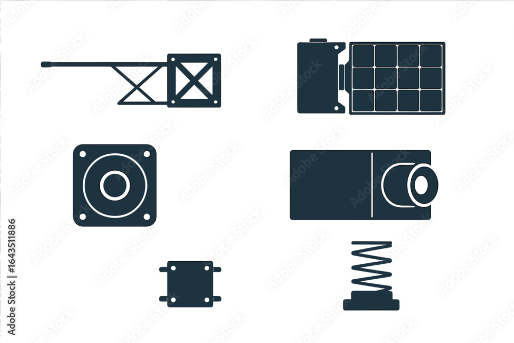 Poster detailed breakdown of mechanical components for engineering applications, showcasing design and asse