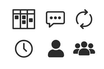 Icons representing time management, communication, and teamwork for effective project collaboration