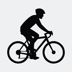 Silhouette cyclist riding bicycle wearing helmet vector illustration