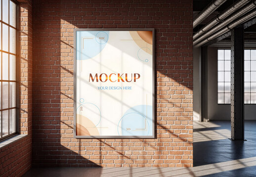 Vertical Poster Mockup &ndash; Loft Industrial Setting