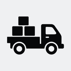 Silhouette delivery truck carrying boxes vector illustration