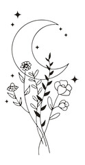 wildflowers moon flower stars svg, plant lover svg