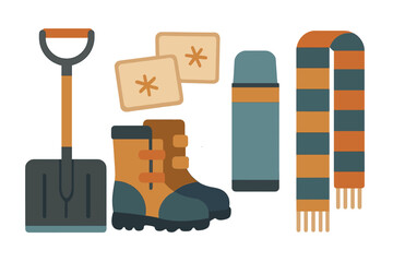 Winter outdoor essentials for snow activities at a mountain resort