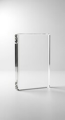 Clear glass block on a light gray background