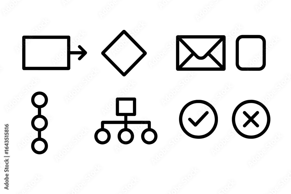 Poster flowchart symbols suitable for process mapping and diagram creation in digital formats