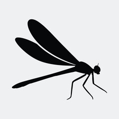 Silhouette dragonfly simple clean black design vector illustration