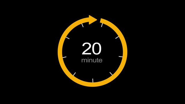 20 minutes icon animation. isolated on a black background and creating a stunning video. 4k video 