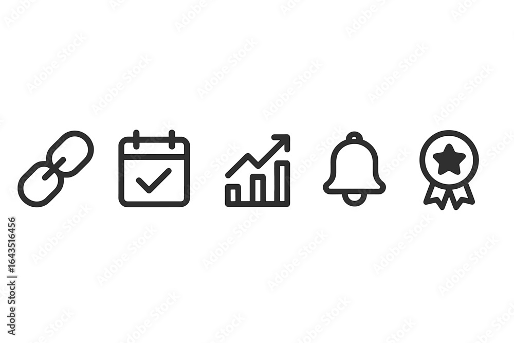 Poster icons representing digital tools for project management and performance tracking