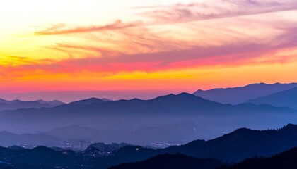 Obraz premium Colorful mountain range sunset view