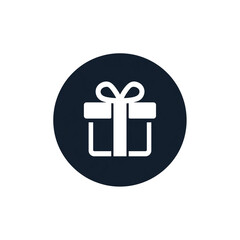 Gift box icon in dark circle
