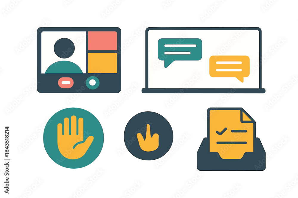 Poster virtual communication tools support remote work and online collaboration in various settings