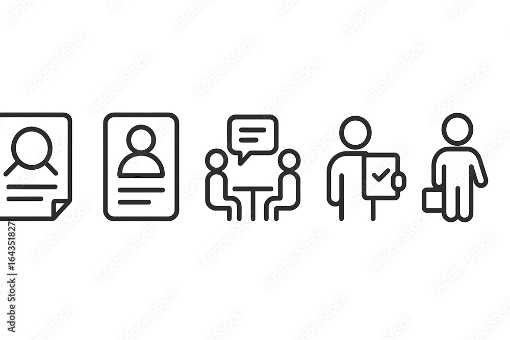 Poster graphic representation of various professional activities and interactions in a workplace setting