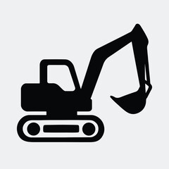 Silhouette excavator construction vehicle equipment black shape vector illustration