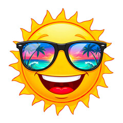 Cute sun with sunglasses on isolated background