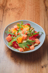 Salad with sauce in a large serving
