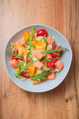 Salad with sauce in a large serving