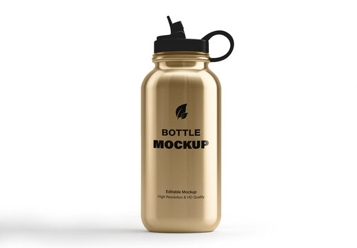 Golden Metal Sports Bottle Mockup