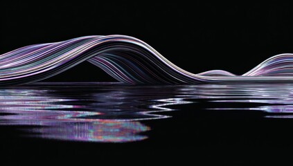 Abstract, wavy forms reflected on a rippled surface
