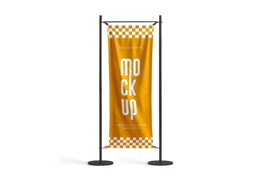 Vertical Standing Feather Banner Mockup for Advertising