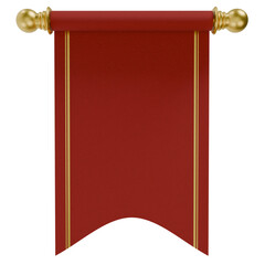 Illustration of a red hanging banner with golden decoration, ideal for decoration, royal symbol,...