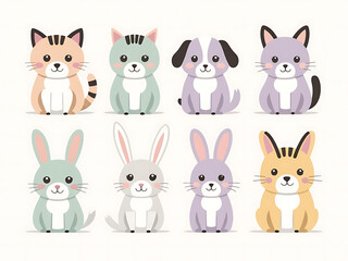 Fototapeta premium Cute Animal Sticker Pack