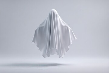 Fototapeta premium Ethereal White Ghost Figure Floating in Minimalist Setting