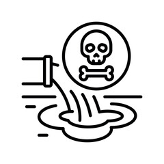water pollution from pesticides black line icon for digital and print projects.