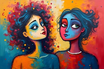 pop art freak abstract in modern style oil on canvas with elements of fine art pastel painting