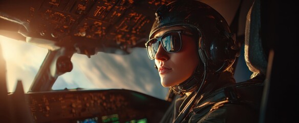 The Determined Pilot Commanding the Cockpit During a Daring Flight