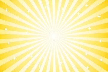 Bright yellow sunburst with radiating lines and sparkling stars creating a vibrant and energetic background