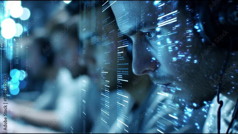Poster security engineer vulnerability integration penetration defense. close-up of focused individuals eng