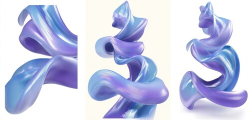 Abstract swirls of iridescent purple-blue liquid